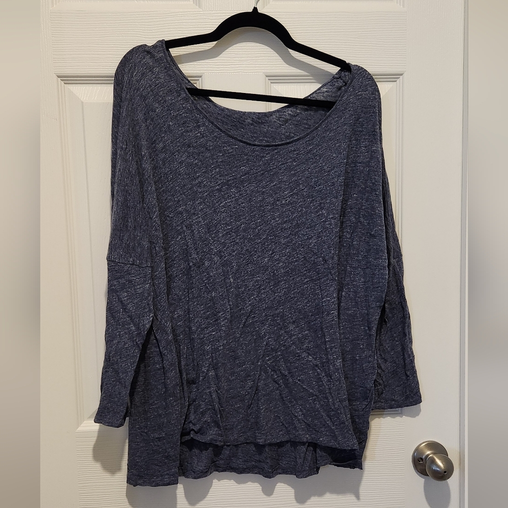 Cato Heathered Navy Long Sleeve Top